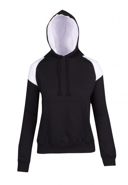 Ladies/Juniors Shoulder Contrast Panel Hoodie - 10, Black/White