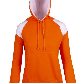 Ladies/Juniors Shoulder Contrast Panel Hoodie - 10, Orange/White