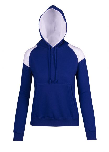 Ladies/Juniors Shoulder Contrast Panel Hoodie - 10, Royal Blue/White