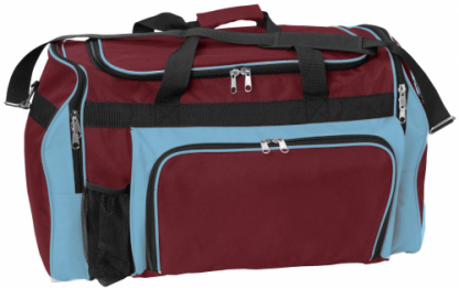 Classic Sports Bag - Maroon/Sky Blue