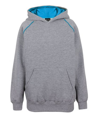 Kids Contrast Fleecy Hoodie - 10, Marle/Aqua