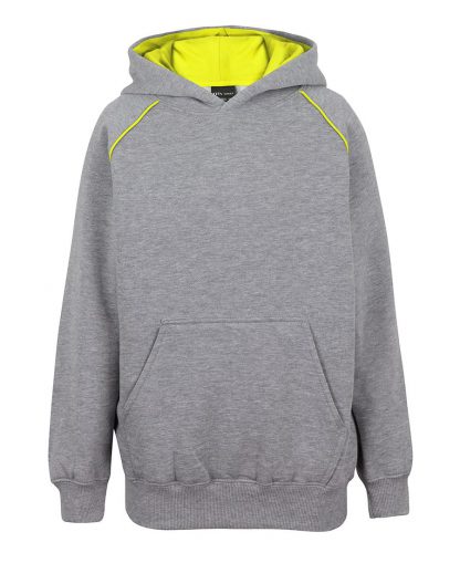 Kids Contrast Fleecy Hoodie - 10, Marle/Canary