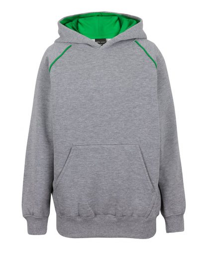 Kids Contrast Fleecy Hoodie - 10, Marle/Pea Green