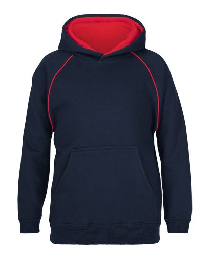 Kids Contrast Fleecy Hoodie - 10, Navy Blue/Red